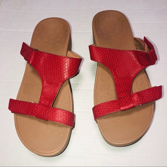 Vionic Ellie red Adjustable Platform Sandals 10 - Picture 2 of 5